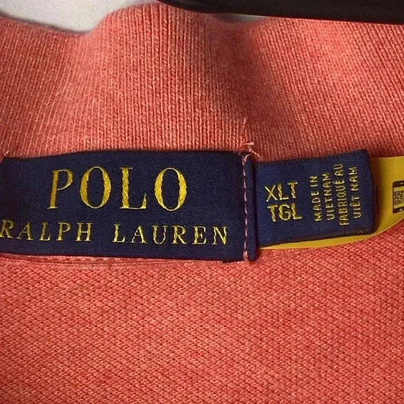 POLO RALPH LAUREN MENS SIZE XLT CORAL POLO SHIRT 100% COTTON LAVENDAR EMBLEM - Picture 8 of 12